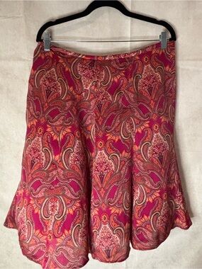 Ann Taylor Fuchsia Paisley Flared Mini Skirt